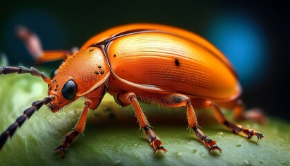 Naklejka premium macro image of an orange beetle insect
