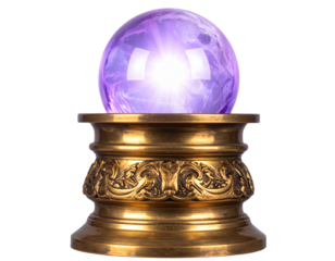 v - Fantasy-Themed Purple Crystal Globe with Vintage Bronze Stand transparent background.