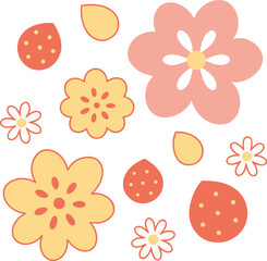 Soft floral shapes pink yellow flower petal