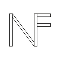 Bold black letters NF create a modern abstract graphic design perfect for branding and corporate identity projects.