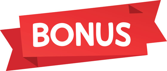 Red ribbon bold white bonus text banner