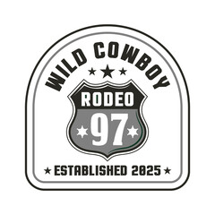 Obraz premium Rodeo wild cowboy logo emblem vector design monochrome