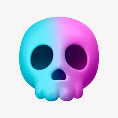 Human skull icon, 3D rendering illustration