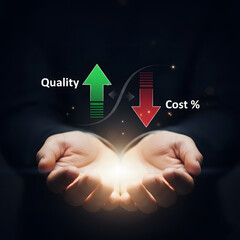Quality improvement and cost reduction visualized in human hands concept