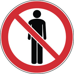 Red prohibition symbol with person silhouette vector
