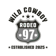 Rodeo wild cowboy logo emblem vector design monochrome