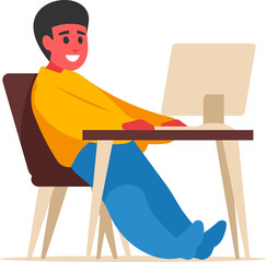 Programmer Working on Computer Vector Illustration