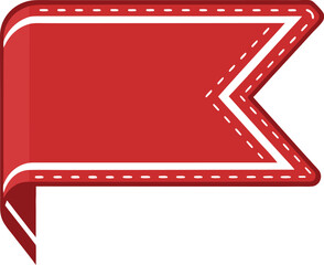 Red flag ribbon with white stitching banner