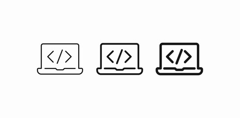 laptop coding web development icon sign vector