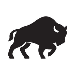 Majestic bison silhouette charging forward powerful wild animal symbol vector