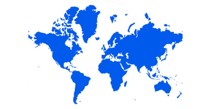 Basic world map vector layout with simplified global continents and flat neutral style, editable illustration for infographics, presentations, corporate documents and educational materials