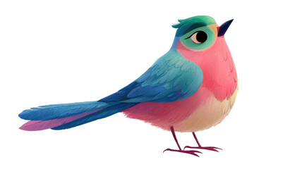 Obraz premium A cartoon bird with pink and light pink wings and body shown in cute playful style on white background
