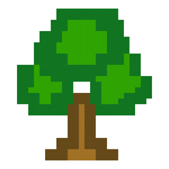 Obraz premium Green Tree Pixel Art Illustration