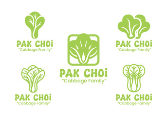 5 Pak Choi Logo Set Fresh and Healthy Vegetable Branding Collection