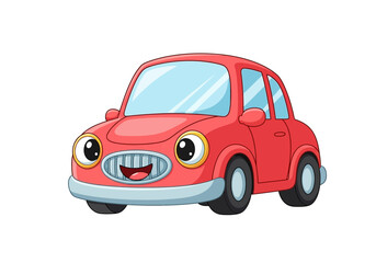 Obraz premium Cartoon red car isolated on white
