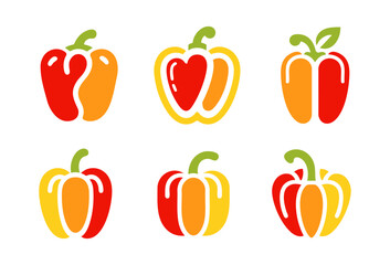 6 Bell Pepper Logo Set Fresh and Vibrant Branding Collection