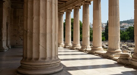 Fototapeta premium Ancient columns in sunlight architectural structure historic design