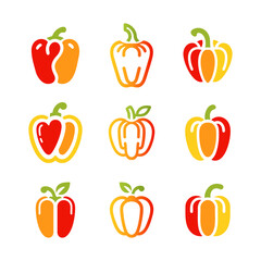 9 Bell Pepper Logo Set Fresh and Colorful Branding Collection