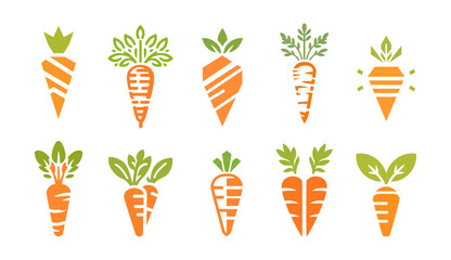 10 Carrot Logo Set Fresh and Healthy Branding Collection