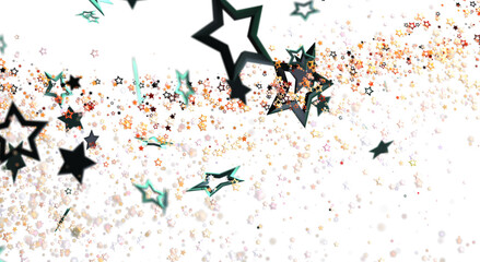 Naklejka premium Stylish abstract background featuring a cascade of stars on a white backdrop. Perfect for various design needs: holiday, birthday, party, celebr