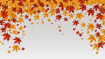 Falling autumn maple leaves isolated on transparent background