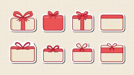 Simple Red Gift Boxes with Ribbons in Various Shapes and Designs