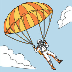 Skydiving Vector Silhouette – Extreme Parachute Jump Freefall Illustration