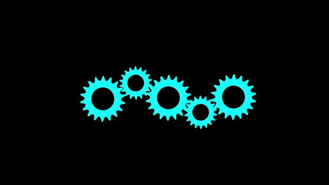 gear connects with other gears and starts working. Animation concept of collaboration, integration, teamwork, connection process.4k stock video