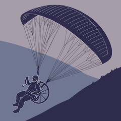 Skydiving Vector Silhouette – Extreme Parachute Jump Freefall Illustration