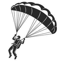 Skydiving Vector Silhouette – Extreme Parachute Jump Freefall Illustration