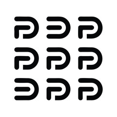 Modern Vector Logo Set Based on the Letter P or D