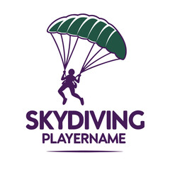 Skydiving Vector Silhouette – Extreme Parachute Jump Freefall Illustration