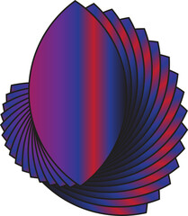 Abstract art. Leaf-shaped, layered illustration of blue and red hues for a submission to Adobe Stock.

