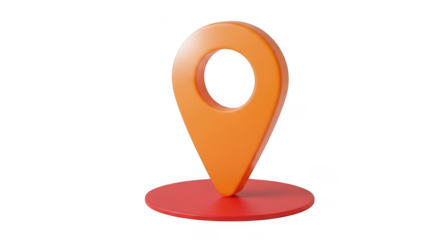 Orange map pin icon symbol for location and navigation pointing downward