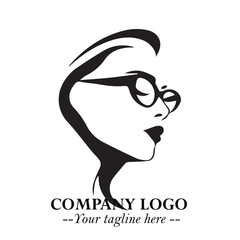 Beautiful Woman with Glasses Logo Symbol in Elegant Minimalist Style and Modern Design