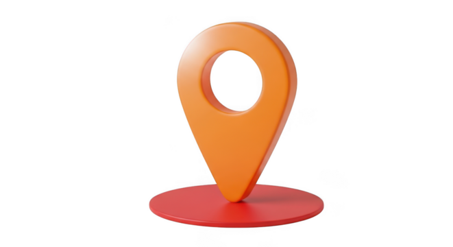 Orange map pin icon symbol for location and navigation pointing downward