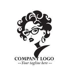 Beautiful Woman with Glasses Logo Symbol in Elegant Minimalist Style and Modern Design
