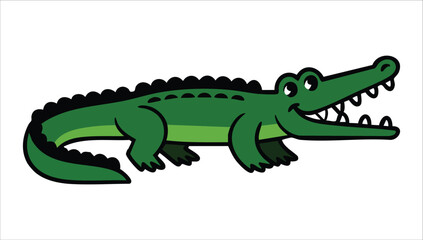 large estuarine crocodile with powerful jaws vector art isolated on white background