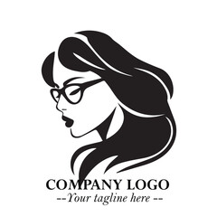 Beautiful Woman with Glasses Logo Symbol in Elegant Minimalist Style and Modern Design