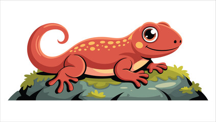 adorable cartoon newt with spotted skin vector art isolated on white background