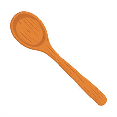 classic wooden cooking spoon vector art isolated on white background