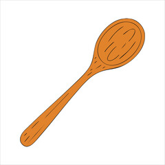classic wooden cooking spoon vector art isolated on white background