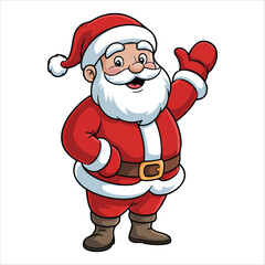 happy cartoon Santa spreading Christmas joy vector art isolated white