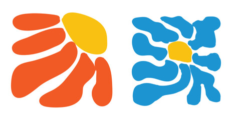  Abstract boho flowers in vintage style ,bohemian flowers ,Groovy abstract flower 