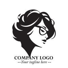 Beautiful Woman with Glasses Logo Symbol in Elegant Minimalist Style and Modern Design