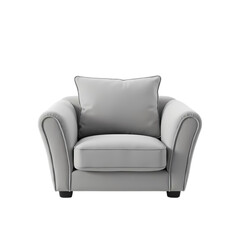 Fototapeta premium Modern Light Gray Upholstered Armchair isolated on transparent background