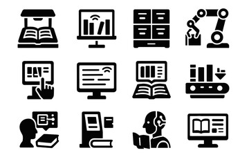 Devices vector guide icon shelf reading library monitor tracker book connected