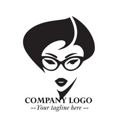 Beautiful Woman with Glasses Logo Symbol in Elegant Minimalist Style and Modern Design