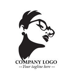 Beautiful Woman with Glasses Logo Symbol in Elegant Minimalist Style and Modern Design