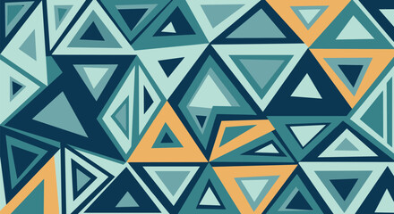 Geometric triangle pattern in teal orange and blue isolated on transparent background